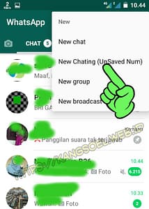 klik new (unsaved number) untuk mengirim pesan whatsapp tanpa menyimpan nomor