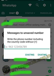 masukkan nomor whatsapp yang akan dikirim pesan