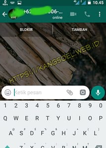 Tampilan saat kita mengirim pesan whatsapp ke nomor yang tidak ada di kontak