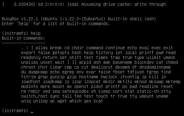 cara mengatasi gagal booting ubuntu karena masalah initframs