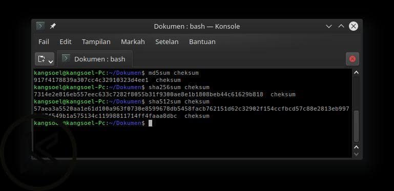 penggunaan algoritma cheksum berbeda akan menghasilkan hasil yang berbeda pula