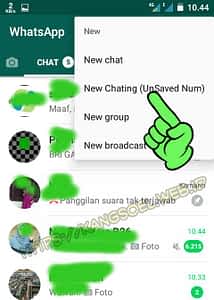 klik new (unsaved number) untuk mengirim pesan whatsapp tanpa menyimpan nomor