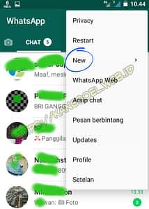 klik new untuk membuat chatting baru