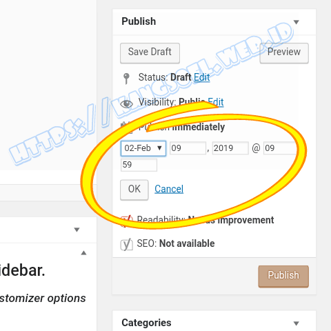 Meta box yang kita edit Lokasi pengaturan posting terjadwal